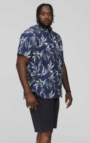 D555 FINLEY Hawaiian AO Print Shirt Navy - Skjorter - Store skjorter - 2XL-8XL