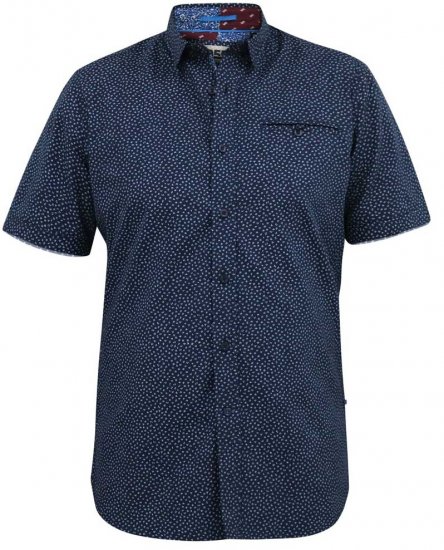 D555 BRODY S/S Micro AO Print Shirt Navy - Skjorter - Store skjorter - 2XL-8XL
