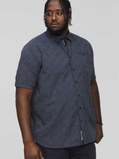 D555 BRODY S/S Micro AO Print Shirt Navy - Skjorter - Store skjorter - 2XL-8XL