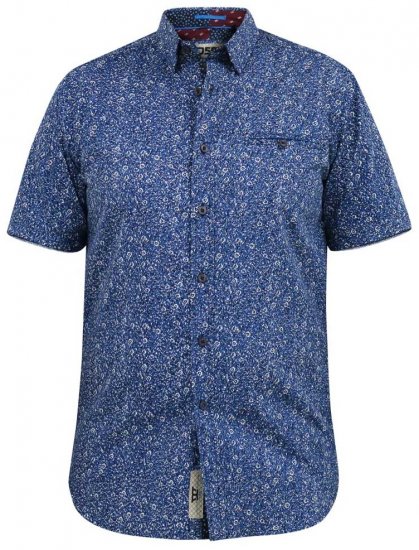 D555 KYLE S/S Micro AO Print Shirt Blue - Skjorter - Store skjorter - 2XL-8XL
