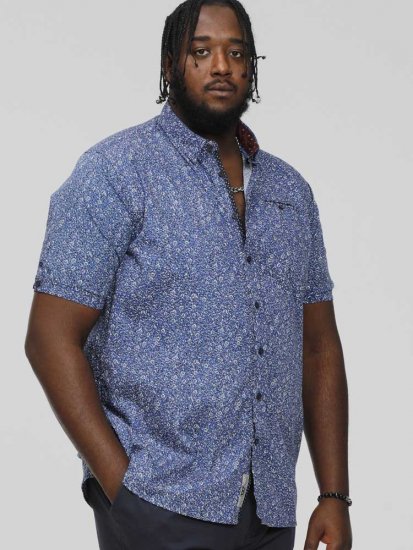 D555 KYLE S/S Micro AO Print Shirt Blue - Skjorter - Store skjorter - 2XL-8XL