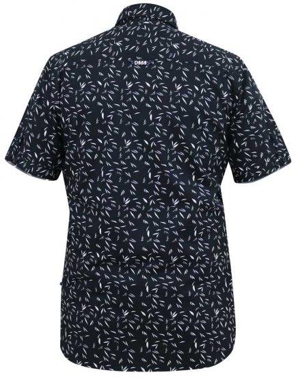 D555 BEAU S/S AO Leaf Print Shirt Navy - Skjorter - Store skjorter - 2XL-8XL