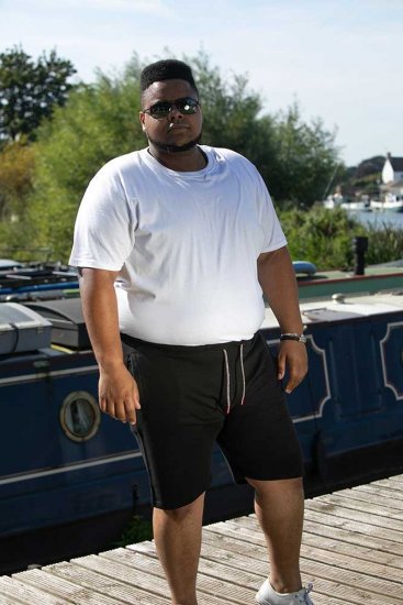 D555 STEFAN1 Elasticated Waist Loop Back Shorts Black - Sweatbukser og-shorts - Sweatbukser og Sweatshorts 2XL-12XL