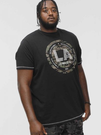 D555 BENNY LA Camo Printed Crew Neck T-Shirt Black - T-skjorter - Store T-skjorter - 2XL-14XL