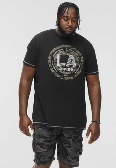 D555 BENNY LA Camo Printed Crew Neck T-Shirt Black - T-skjorter - Store T-skjorter - 2XL-14XL