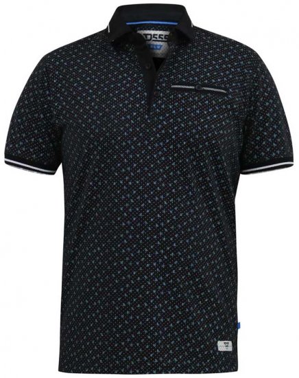 D555 WILSON AO Printed Polo Shirt Black - Polo- & piqueskjorter - Poloskjorte i store størrelser - 2XL-8XL