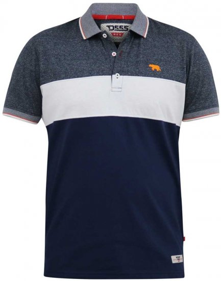 D555 EMERSON Cut And Sew Polo With Jacquard Collar Navy - Polo- & piqueskjorter - Poloskjorte i store størrelser - 2XL-8XL