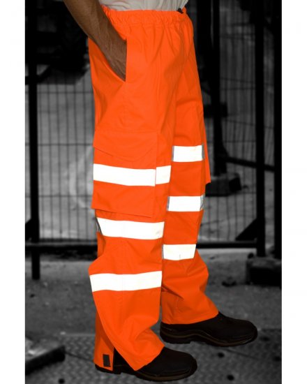 Leo Instow Breathable Executive Cargo Rain pants Hi-Vis Orange - Arbeidsklær - Arbeidsklær i store størrelser