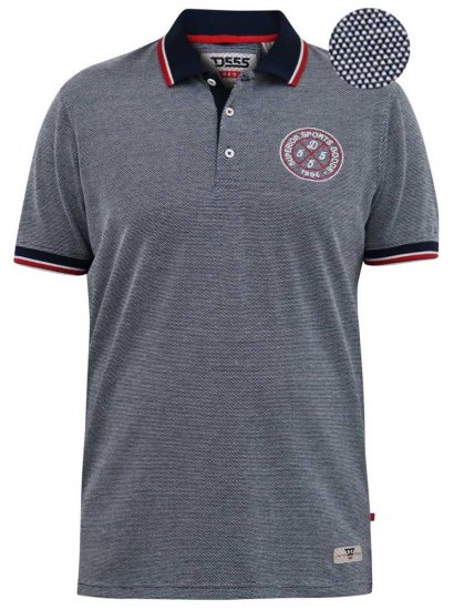 D555 KEMSTON Birds Eye Pique Polo Navy/White - Polo- & piqueskjorter - Poloskjorte i store størrelser - 2XL-8XL