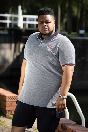 D555 KEMSTON Birds Eye Pique Polo Navy/White - Polo- & piqueskjorter - Poloskjorte i store størrelser - 2XL-8XL