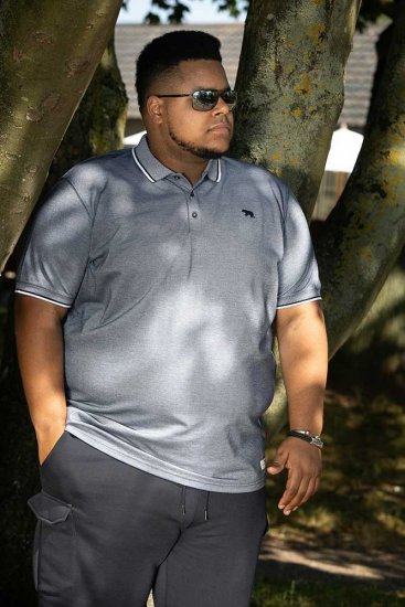 D555 GIBRALTAR Pique Polo Blue - Polo- & piqueskjorter - Poloskjorte i store størrelser - 2XL-8XL