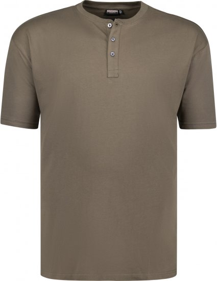 Adamo Silas Regular fit Serafino T-shirt Khaki - T-skjorter - Store T-skjorter - 2XL-14XL