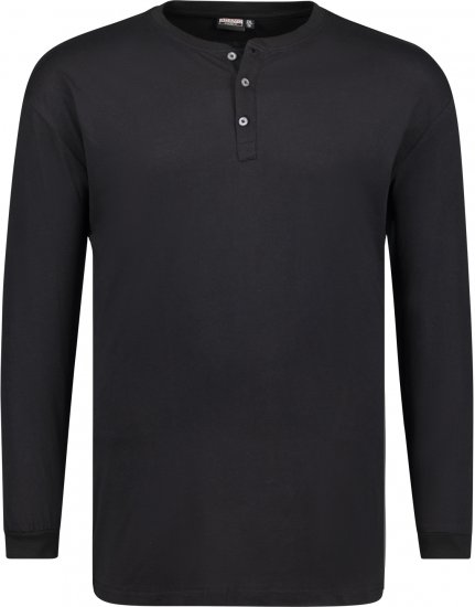 Adamo Sven Regular fit Serafino Long sleeve T-shirt Black - T-skjorter - Store T-skjorter - 2XL-14XL