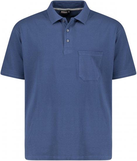 Adamo Klaas Regular fit Polo Shirt with Pocket Denim Blue - Polo- & Piqueskjorter - Poloskjorte i store størrelser - 2XL-8XL