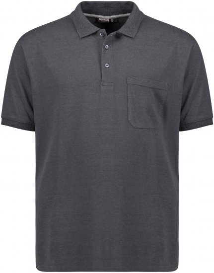 Adamo Klaas Regular fit Polo Shirt with Pocket Charcoal - Polo- & piqueskjorter - Poloskjorte i store størrelser - 2XL-8XL