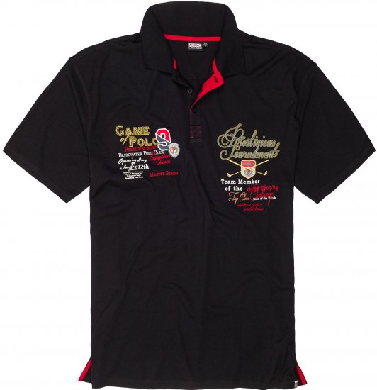 Adamo DURBAN Regular fit Polo Shirt Black - Polo- & piqueskjorter - Poloskjorte i store størrelser - 2XL-8XL