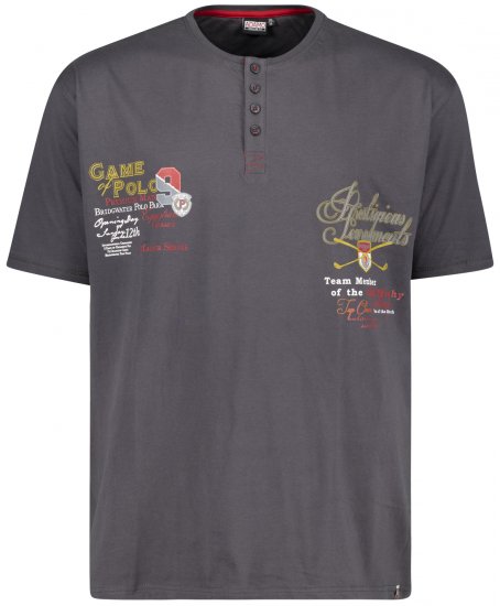 Adamo Dundee Printed Serafino T-shirt Charcoal - T-skjorter - Store T-skjorter - 2XL-14XL