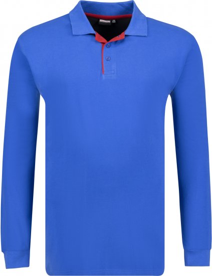 Adamo Peter Comfort fit Long sleeve Polo Blue - Polo- & piqueskjorter - Poloskjorte i store størrelser - 2XL-8XL