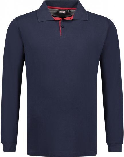 Adamo Peter Comfort fit Long sleeve Polo Navy - Polo- & piqueskjorter - Poloskjorte i store størrelser - 2XL-8XL