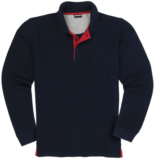 Adamo Peter Comfort fit Long sleeve Polo Navy - Polo- & piqueskjorter - Poloskjorte i store størrelser - 2XL-8XL
