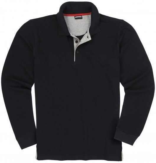 Adamo Peter Comfort fit Long sleeve Polo Black - Polo- & piqueskjorter - Poloskjorte i store størrelser - 2XL-8XL
