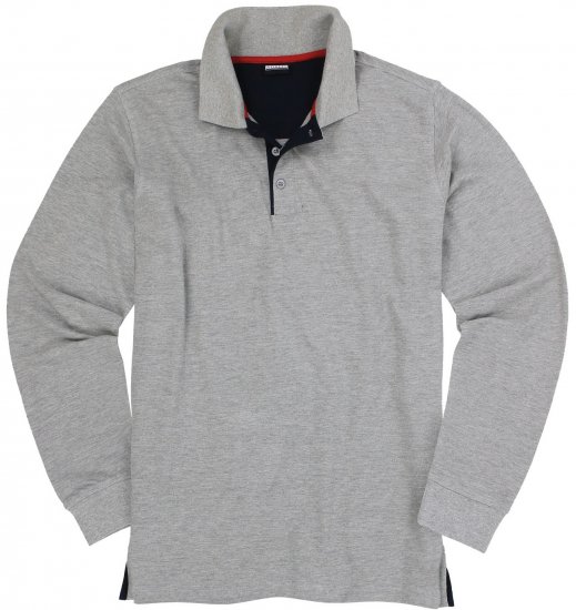 Adamo Peter Comfort fit Long sleeve Polo Grey - Polo- & piqueskjorter - Poloskjorte i store størrelser - 2XL-8XL