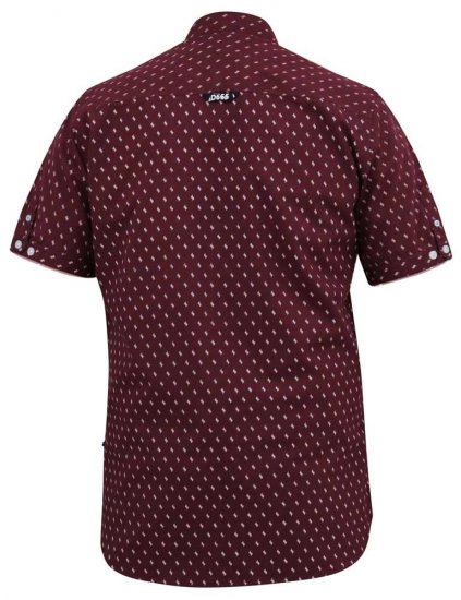 D555 DUNSTABLE S/S Micro AO Print Shirt Burgundy - Skjorter - Store skjorter - 2XL-8XL