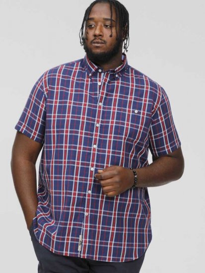 D555 ROYSTON S/S Shirt Navy - Skjorter - Store skjorter - 2XL-8XL