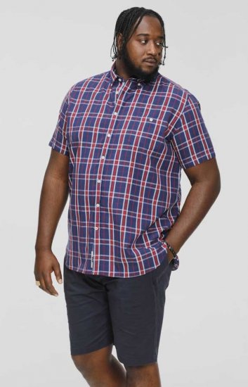 D555 ROYSTON S/S Shirt Navy - Skjorter - Store skjorter - 2XL-8XL