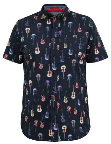 D555 BARRATT Guitar AO Printed Button Down Collar S/S Shirt - Skjorter - Store skjorter - 2XL-8XL
