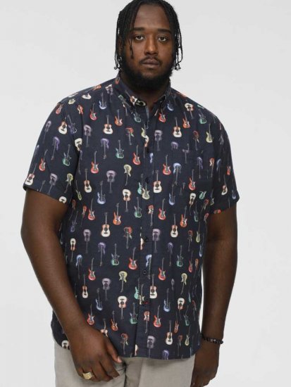 D555 BARRATT Guitar AO Printed Button Down Collar S/S Shirt - Skjorter - Store skjorter - 2XL-8XL