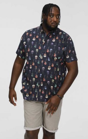 D555 BARRATT Guitar AO Printed Button Down Collar S/S Shirt - Skjorter - Store skjorter - 2XL-8XL
