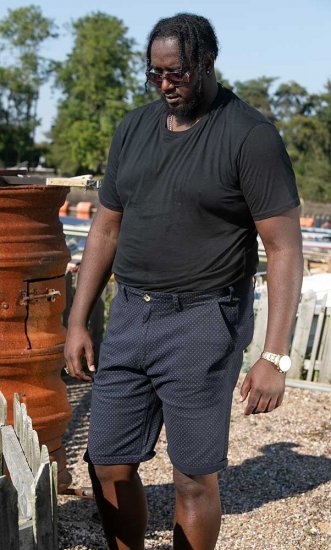 D555 DUDLEY AO Printed Stretch Chino Shorts Navy - Shorts - Store shorts - W40-W60