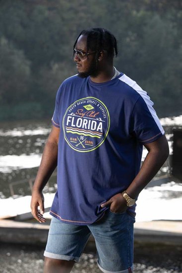 D555 CADMAN Florida Surf Club Printed Crew Neck T-Shirt - T-skjorter - Store T-skjorter - 2XL-14XL