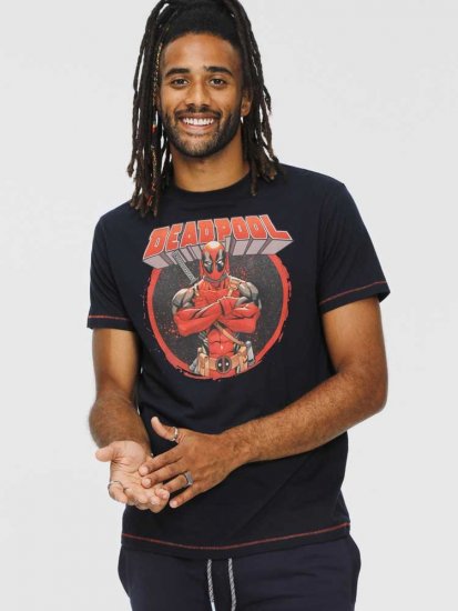 D555 WADE Official Deadpool Printed T-Shirt Dark Navy - T-skjorter - Store T-skjorter - 2XL-14XL