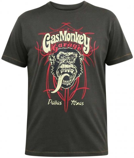 D555 DALLAS Official Gas Monkey Printed Crew Neck T-Shirt Khaki - T-skjorter - Store T-skjorter - 2XL-14XL