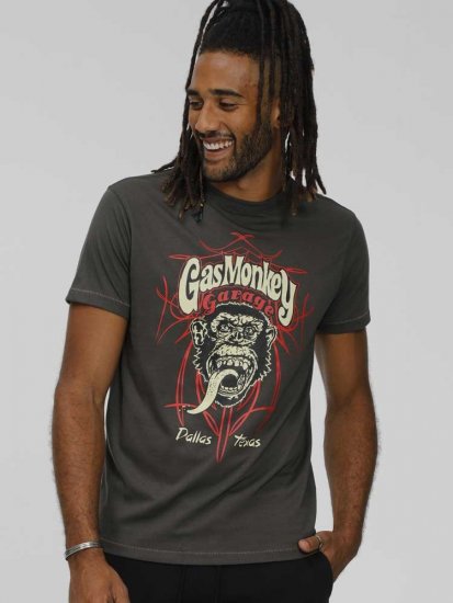 D555 DALLAS Official Gas Monkey Printed Crew Neck T-Shirt Khaki - T-skjorter - Store T-skjorter - 2XL-14XL
