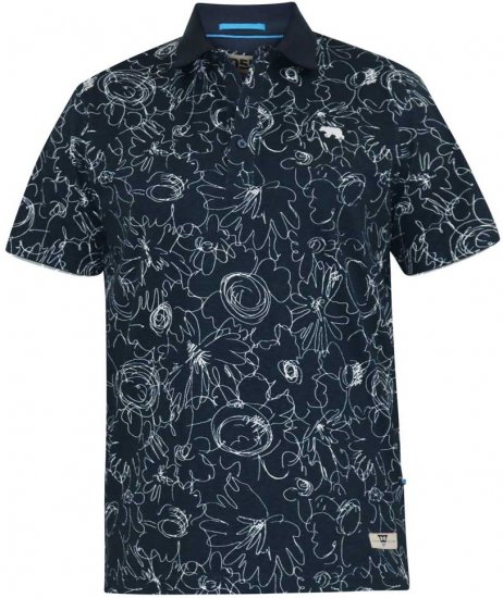 D555 ROLAND Printed Polo Shirt Navy - Polo- & Piqueskjorter - Poloskjorte i store størrelser - 2XL-8XL