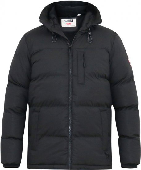 D555 DOMENIC Quilted Puffer Jacket With Half Micro Fleece Lining And Hood Black - Jakker - Store jakker - 2XL-12XL