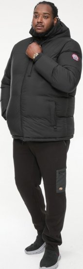 D555 DOMENIC Quilted Puffer Jacket With Half Micro Fleece Lining And Hood Black - Jakker - Store jakker - 2XL-12XL