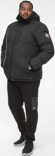 D555 DOMENIC Quilted Puffer Jacket With Half Micro Fleece Lining And Hood Black - Jakker - Store jakker - 2XL-12XL