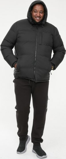 D555 DOMENIC Quilted Puffer Jacket With Half Micro Fleece Lining And Hood Black - Jakker - Store jakker - 2XL-12XL