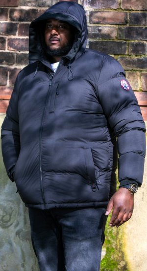 D555 DOMENIC Quilted Puffer Jacket With Half Micro Fleece Lining And Hood Black - Jakker - Store jakker - 2XL-12XL