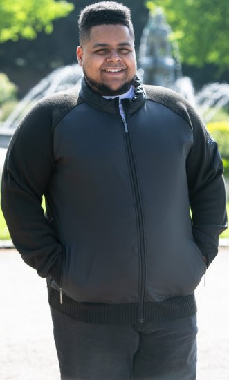 D555 MARSDEN Hybrid Knitted Jacket With Bonded Fleece Lining Black - Jakker - Store jakker - 2XL-12XL