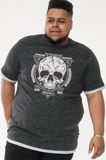 D555 DARREN Skull Printed T-Shirt With Double Layer On Hem & Cuff Black Reno - T-skjorter - Store T-skjorter - 2XL-14XL
