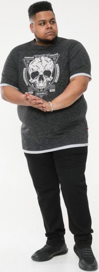 D555 DARREN Skull Printed T-Shirt With Double Layer On Hem & Cuff Black Reno - T-skjorter - Store T-skjorter - 2XL-14XL