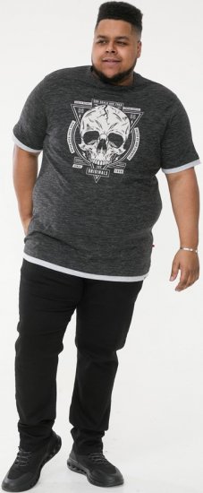 D555 DARREN Skull Printed T-Shirt With Double Layer On Hem & Cuff Black Reno - T-skjorter - Store T-skjorter - 2XL-14XL