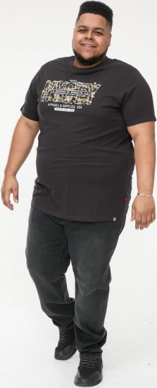 D555 EDWALTON NYCTY Camo Printed Crew Neck T-Shirt Washed Black - T-skjorter - Store T-skjorter - 2XL-14XL