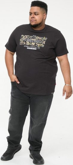 D555 EDWALTON NYCTY Camo Printed Crew Neck T-Shirt Washed Black - T-skjorter - Store T-skjorter - 2XL-14XL