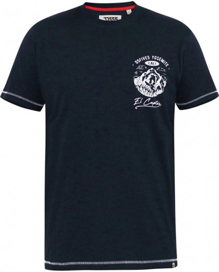 D555 GRAHAM YOSEMITE Chest And Back Printed Crew Neck T-Shirt Navy - T-skjorter - Store T-skjorter - 2XL-14XL